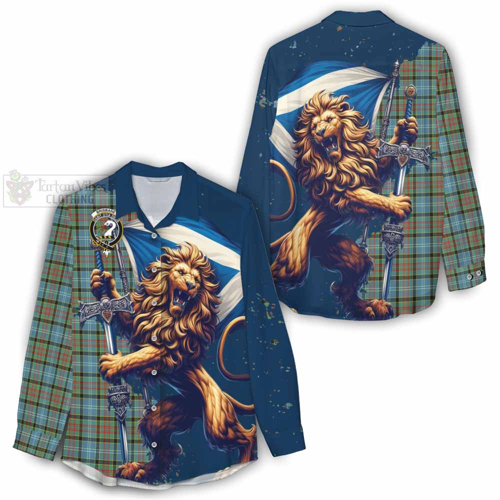 Tartan Vibes Clothing Brisbane Tartan Family Crest Women's Casual Shirt with Scottish Majestic Lion