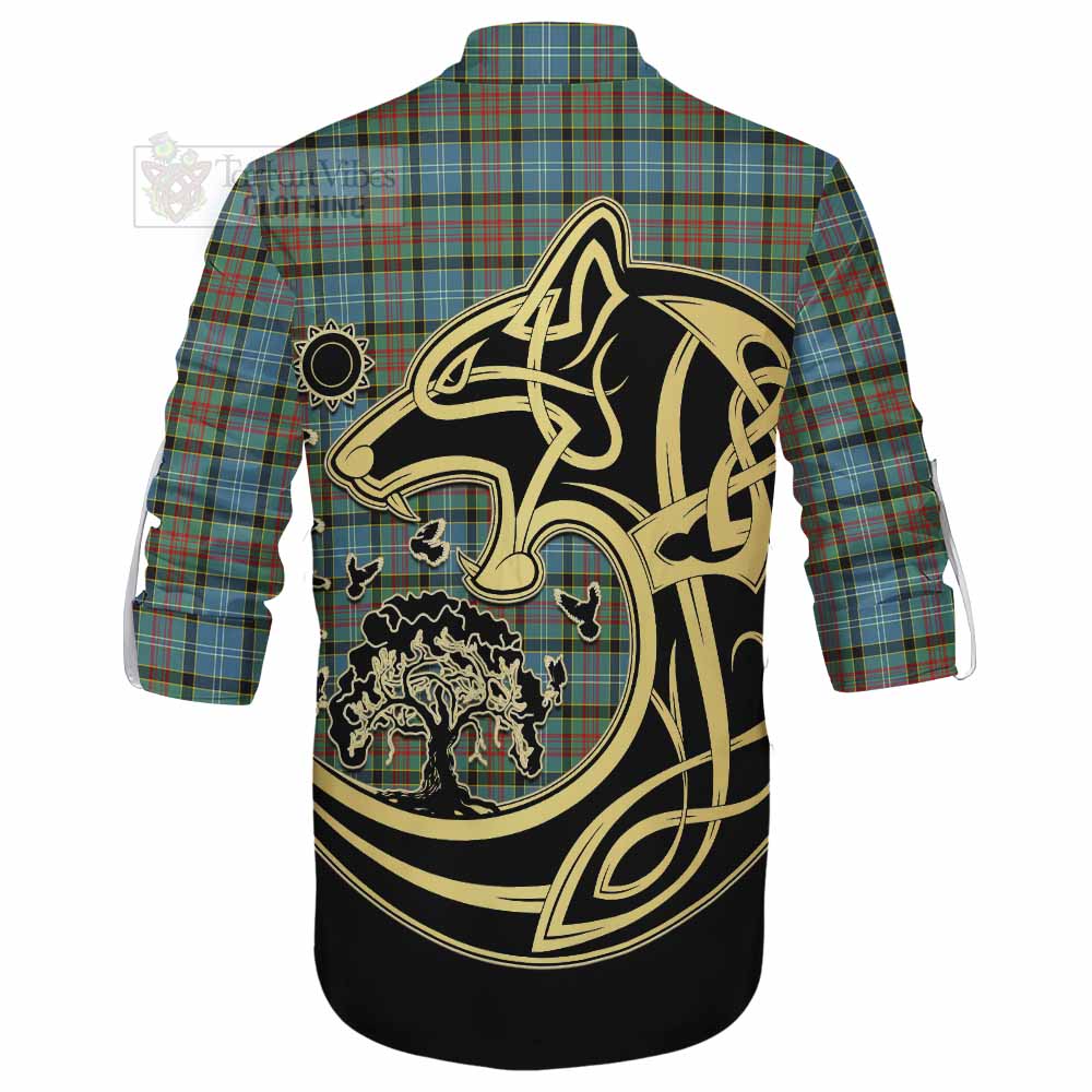 Tartan Vibes Clothing Brisbane Tartan Ghillie Kilt Shirt with Family Crest Celtic Wolf Style