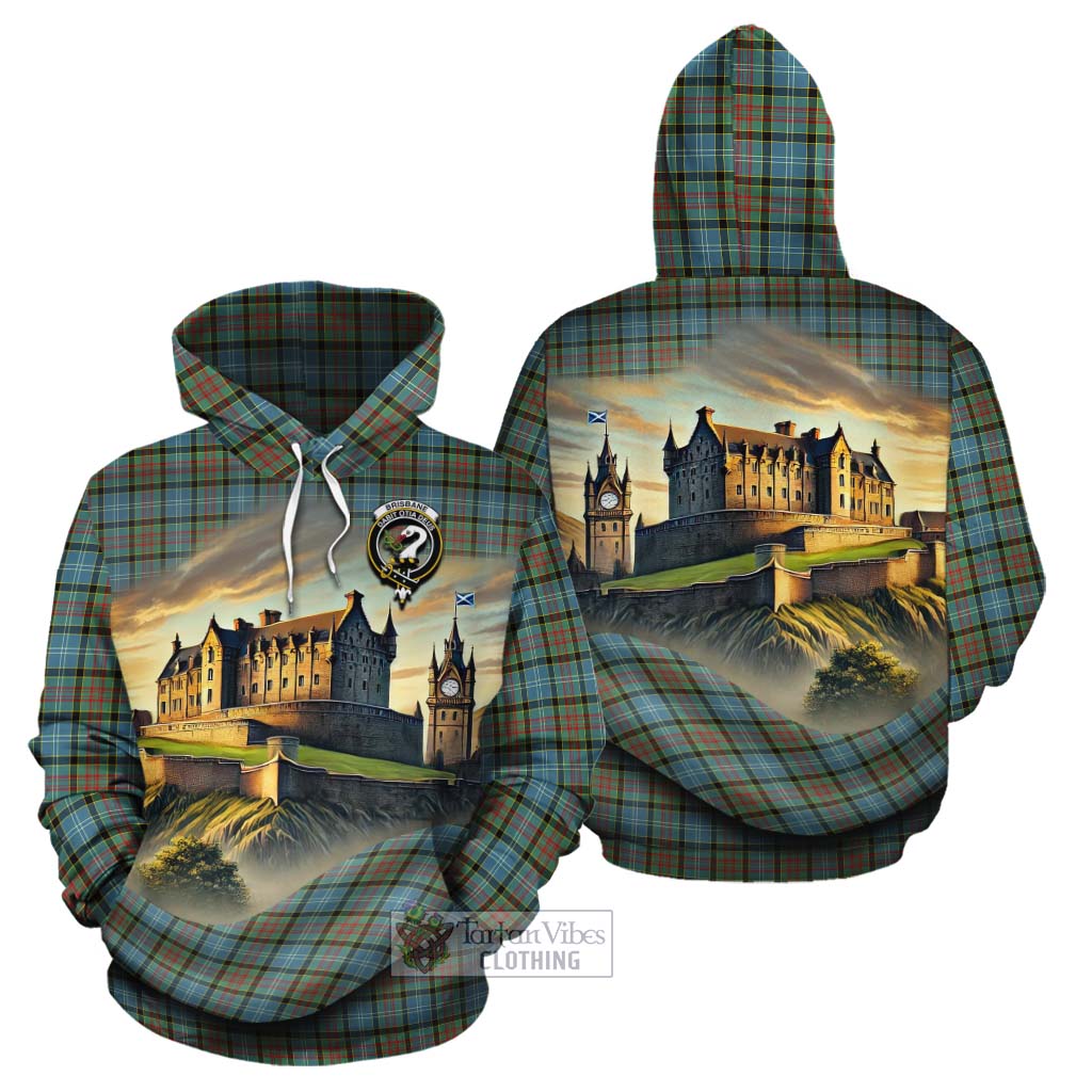 Tartan Vibes Clothing Brisbane Tartan Family Crest Cotton Hoodie with Scottish Ancient Castle Style