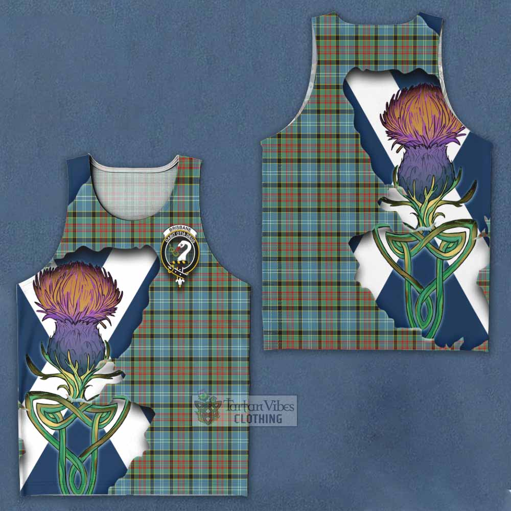 Tartan Vibes Clothing Brisbane Tartan Family Crest Men's Tank Top Scottish Thistle Celtic Inspired