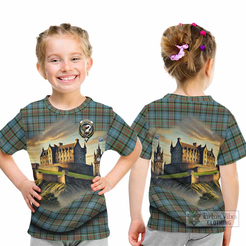 Tartan Vibes Clothing Brisbane Tartan Family Crest Kid T-Shirt with Scottish Ancient Castle Style
