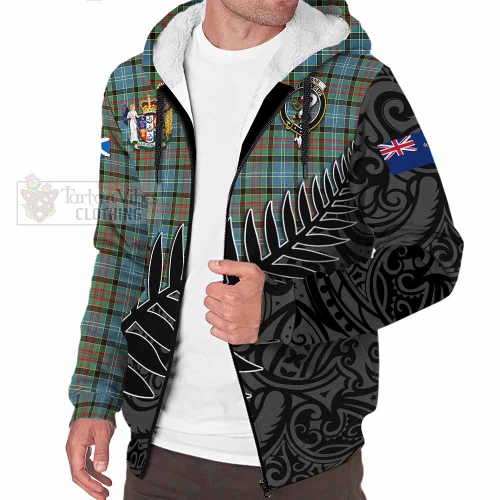 Tartan Vibes Clothing Brisbane Crest Tartan Sherpa Hoodie with New Zealand Silver Fern Half Style
