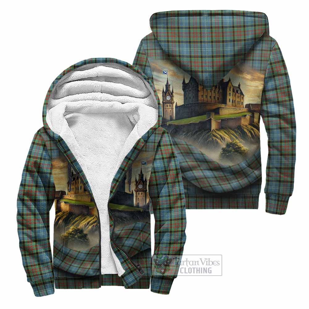 Tartan Vibes Clothing Brisbane Tartan Family Crest Sherpa Hoodie with Scottish Ancient Castle Style