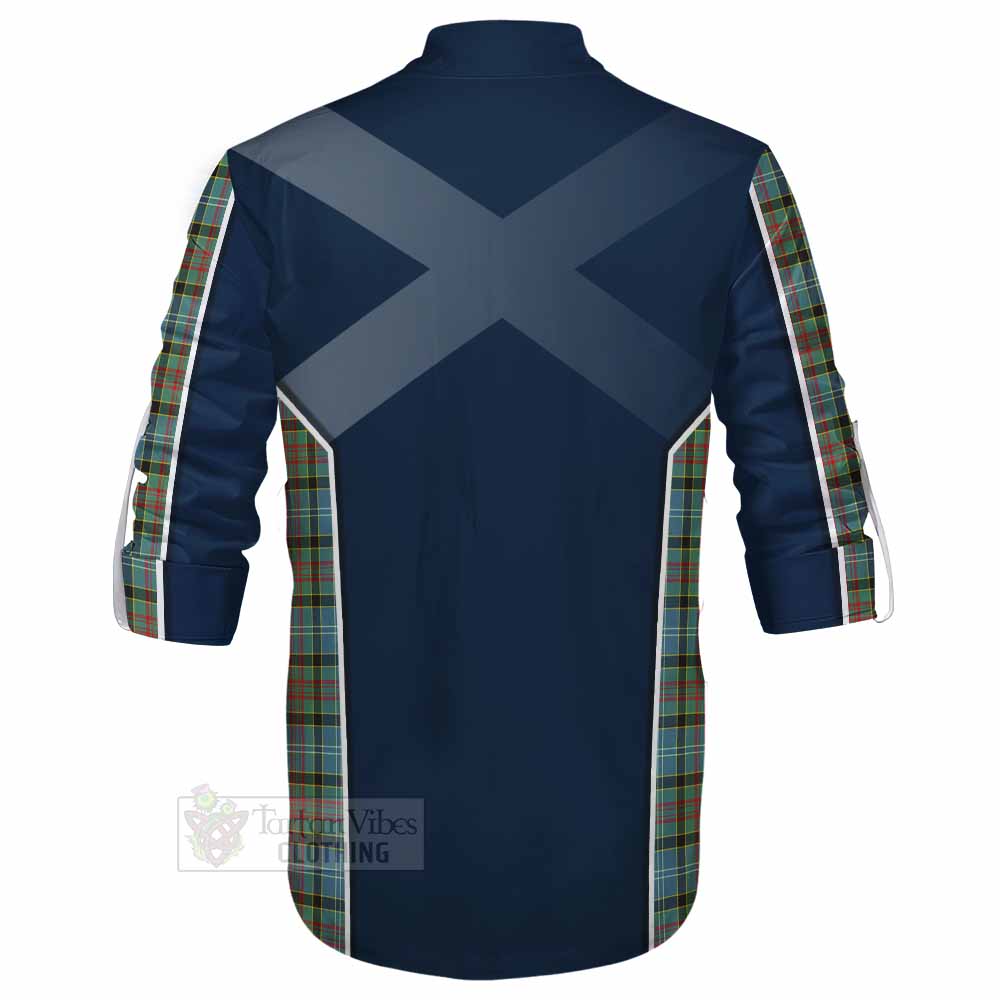 Tartan Vibes Clothing Brisbane Tartan Ghillie Kilt Shirt with Family Crest and Lion Rampant Vibes Sport Style