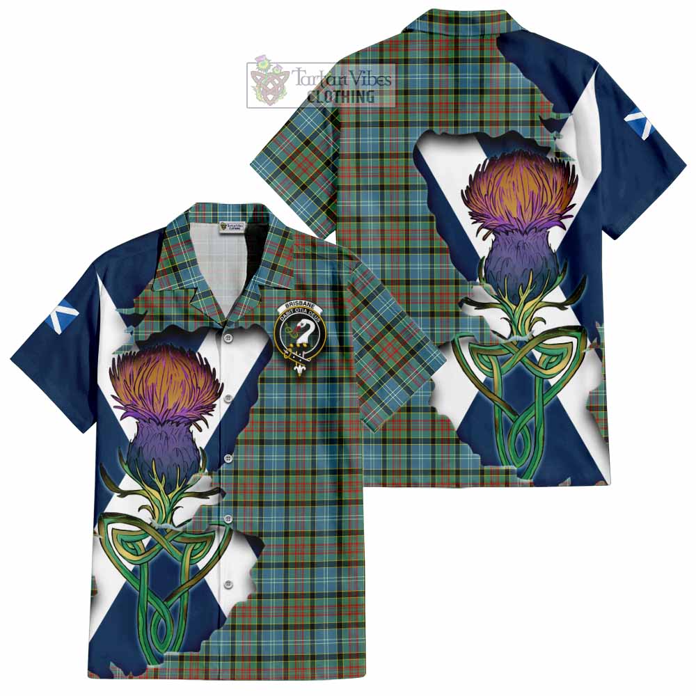 Tartan Vibes Clothing Brisbane Tartan Family Crest Short Sleeve Button Shirt Scottish Thistle Celtic Inspired