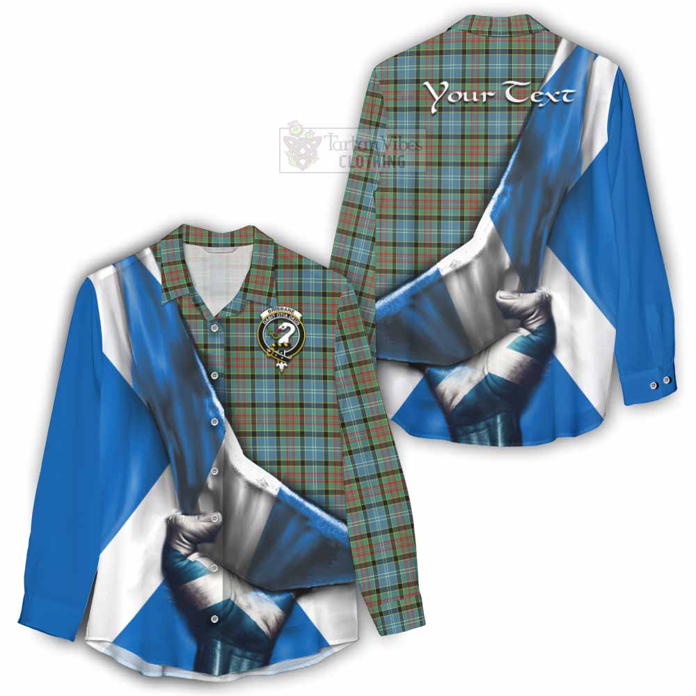 Tartan Vibes Clothing Brisbane Tartan Women's Casual Shirt with Family Crest Scotland Patriotic Style