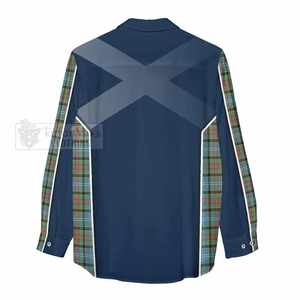 Tartan Vibes Clothing Brisbane Tartan Women's Casual Shirt with Family Crest and Lion Rampant Vibes Sport Style