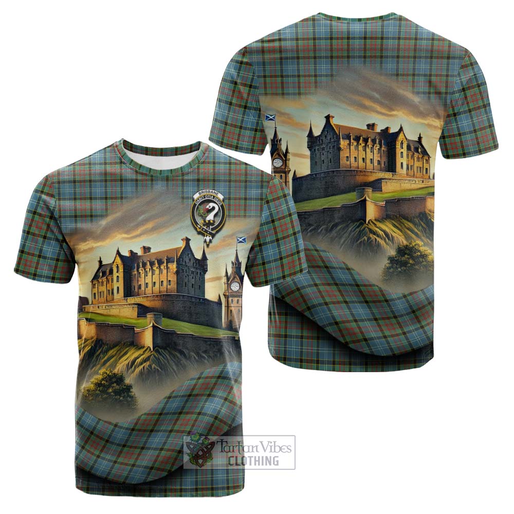 Tartan Vibes Clothing Brisbane Tartan Family Crest Cotton T-shirt with Scottish Ancient Castle Style