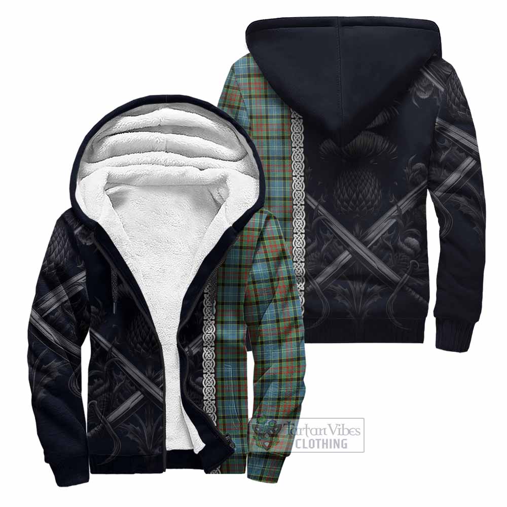 Tartan Vibes Clothing Brisbane Tartan Sherpa Hoodie with Family Crest Cross Sword Thistle Celtic Vibes
