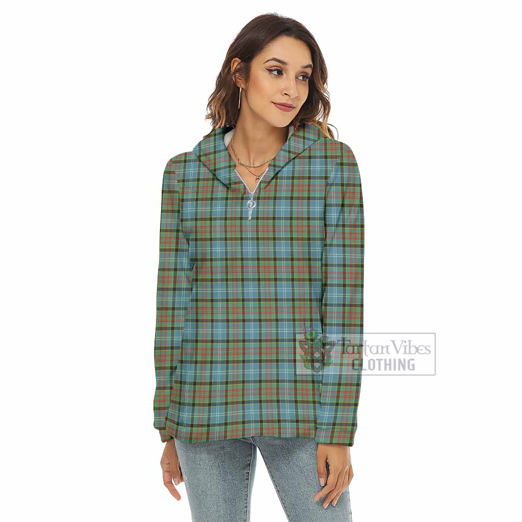 Tartan Vibes Clothing Brisbane Tartan Women's Borg  Half Zip Fleece Hoodie
