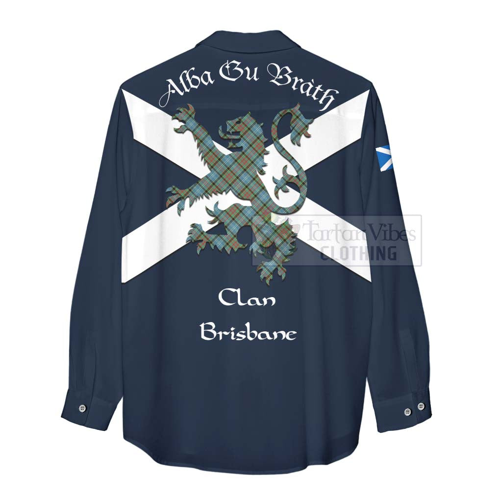 Tartan Vibes Clothing Brisbane Tartan Lion Rampant Women's Casual Shirt Proudly Display Your Heritage with Alba Gu Brath and Clan Name