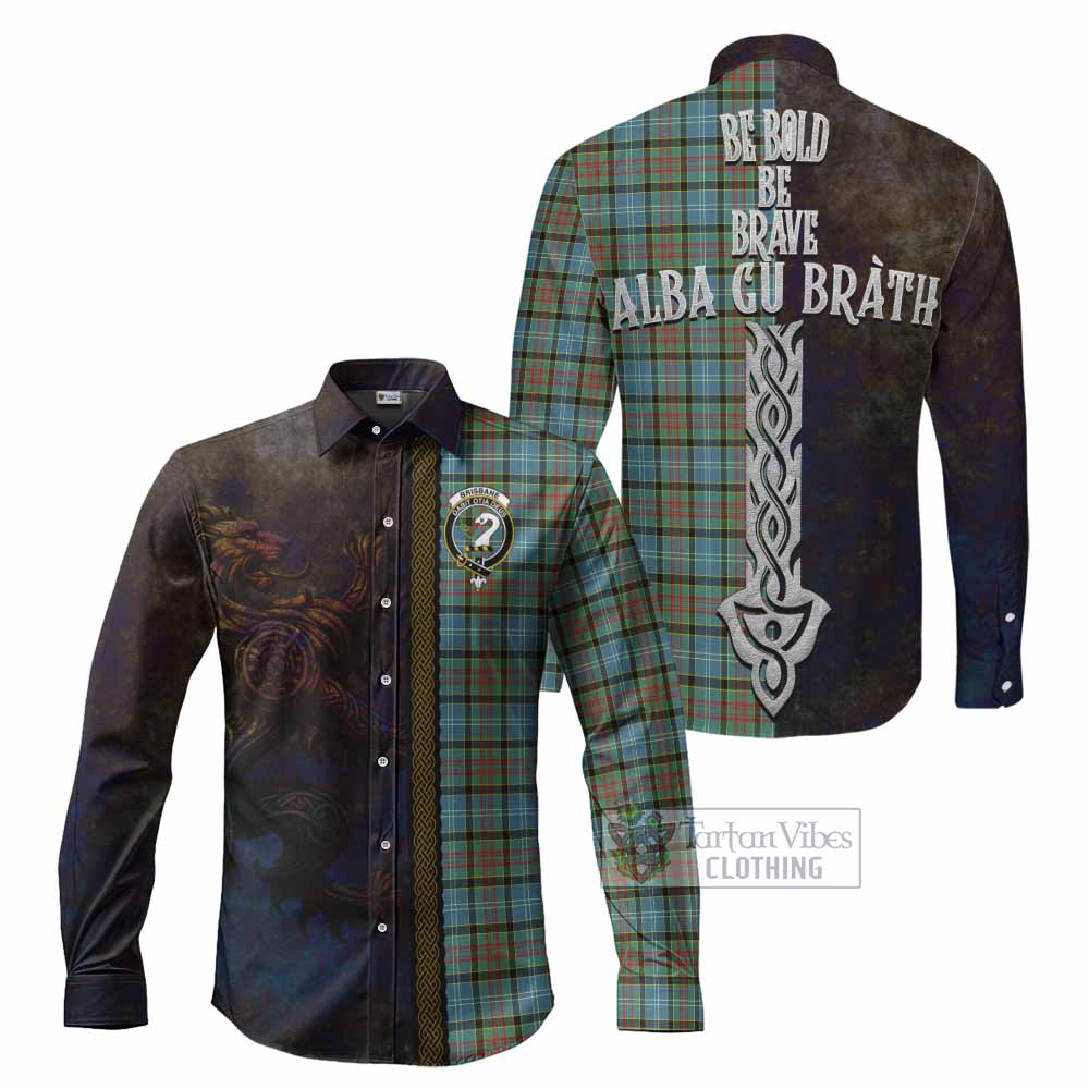 Tartan Vibes Clothing Brisbane Tartan Family Crest Long Sleeve Button Shirt Alba Gu Brath Be Brave Lion Ancient Style