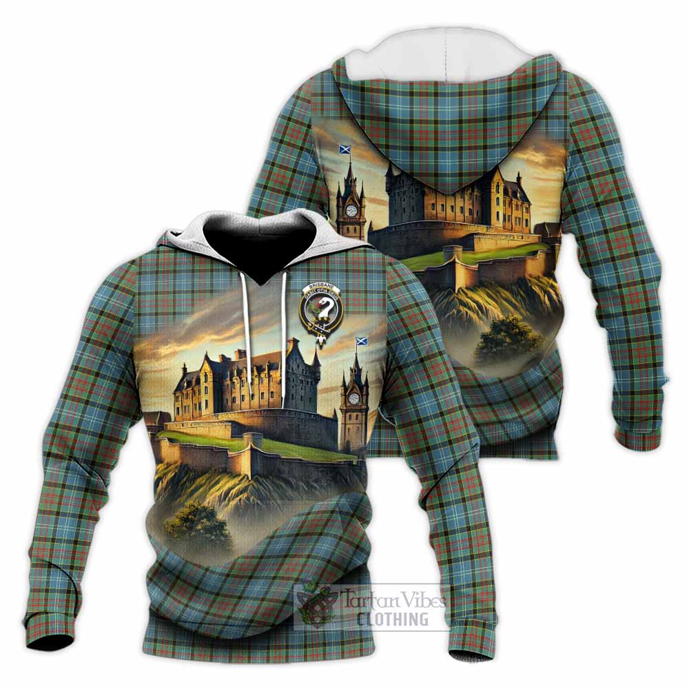 Tartan Vibes Clothing Brisbane Tartan Family Crest Knitted Hoodie with Scottish Ancient Castle Style