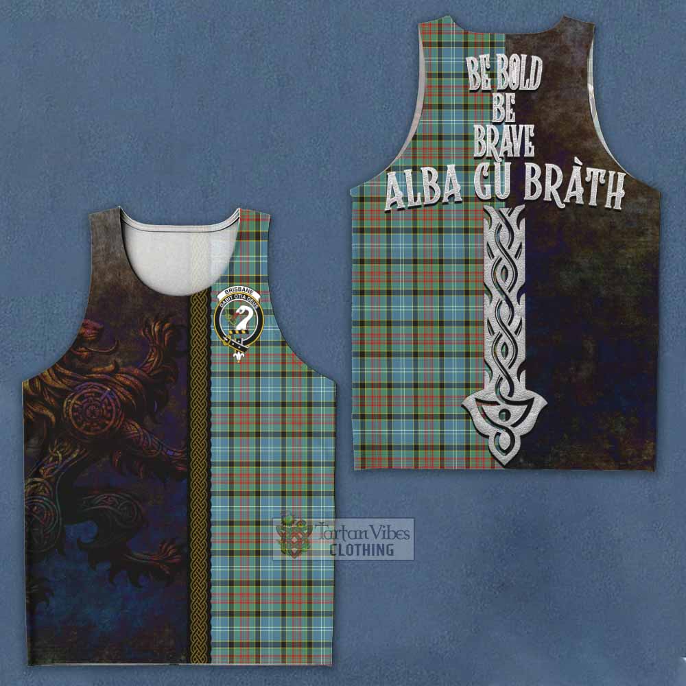 Tartan Vibes Clothing Brisbane Tartan Family Crest Men's Tank Top Alba Gu Brath Be Brave Lion Ancient Style