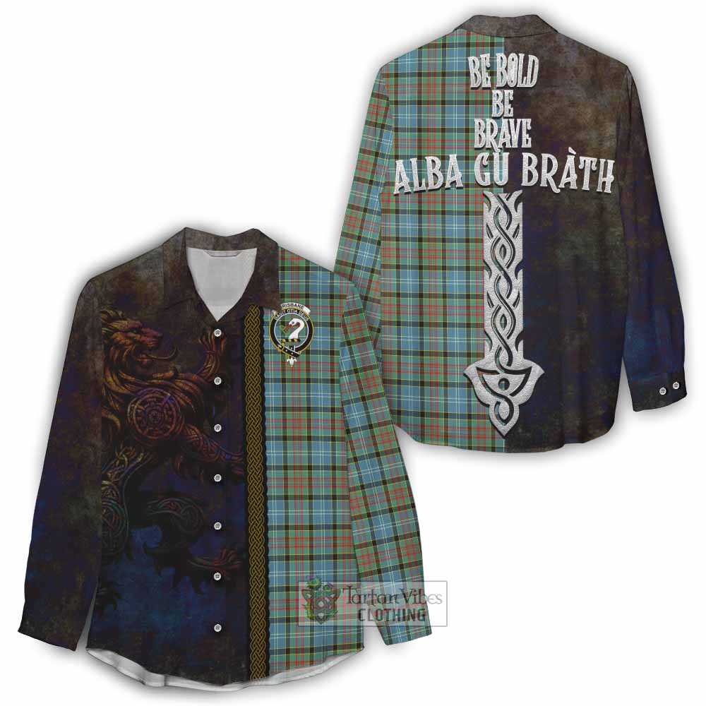 Tartan Vibes Clothing Brisbane Tartan Family Crest Women's Casual Shirt Alba Gu Brath Be Brave Lion Ancient Style