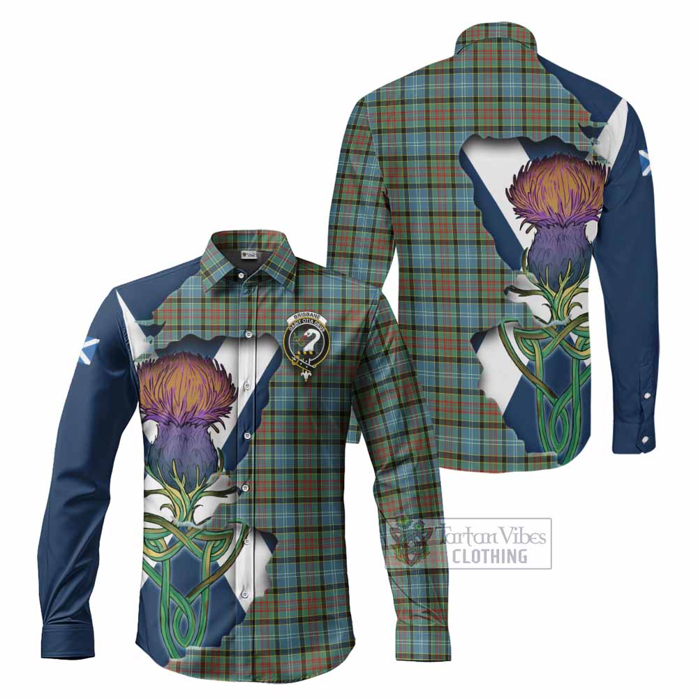 Tartan Vibes Clothing Brisbane Tartan Family Crest Long Sleeve Button Shirt Scottish Thistle Celtic Inspired