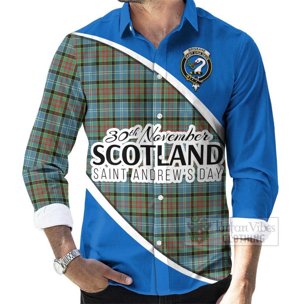 Tartan Vibes Clothing Brisbane Family Crest Tartan Long Sleeve Button Shirt Celebrate Saint Andrew's Day in Style
