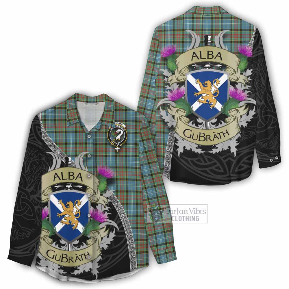 Tartan Vibes Clothing Brisbane Tartan Family Crest Women's Casual Shirt Lion Rampant Royal Thistle Shield Celtic Inspired