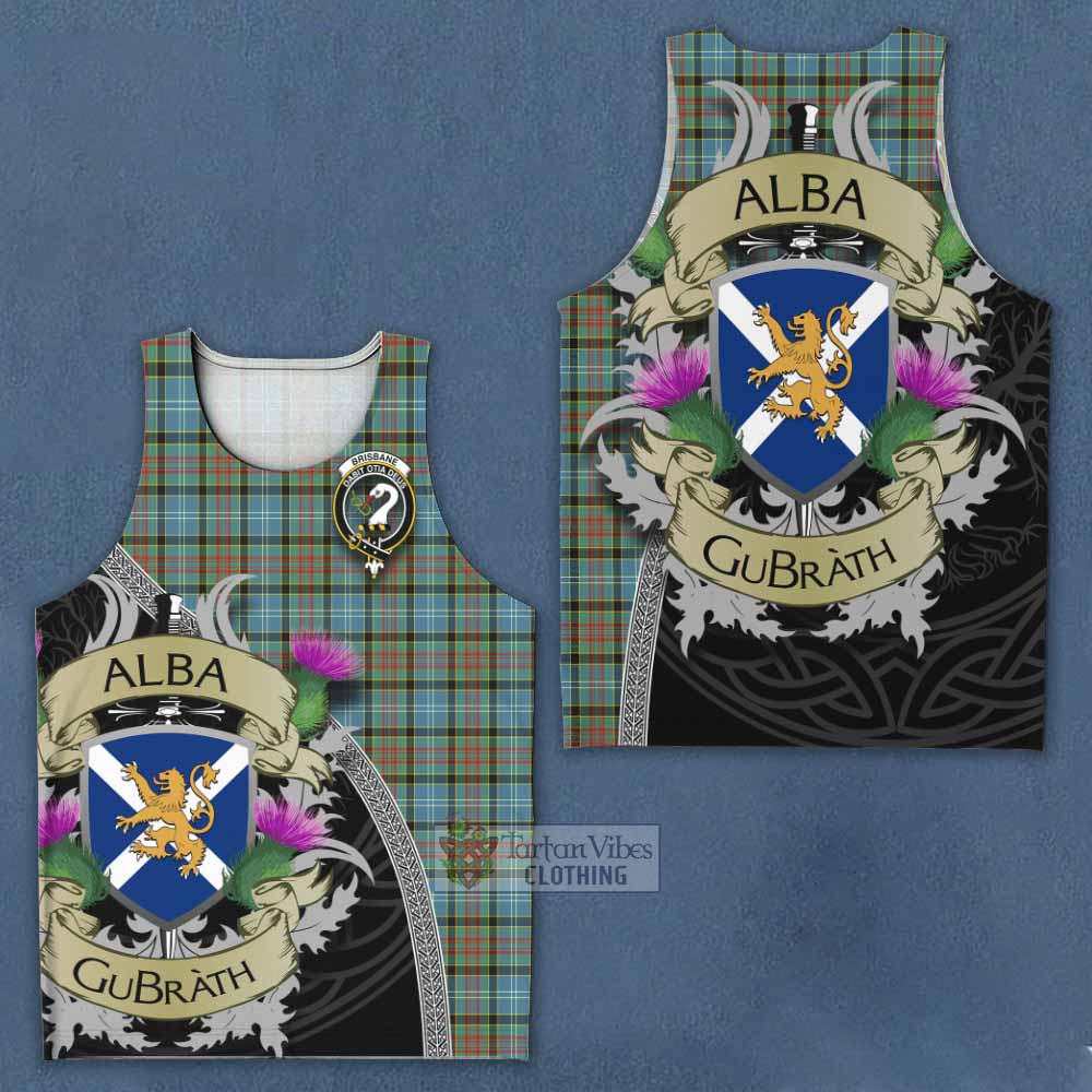 Tartan Vibes Clothing Brisbane Tartan Family Crest Men's Tank Top Lion Rampant Royal Thistle Shield Celtic Inspired