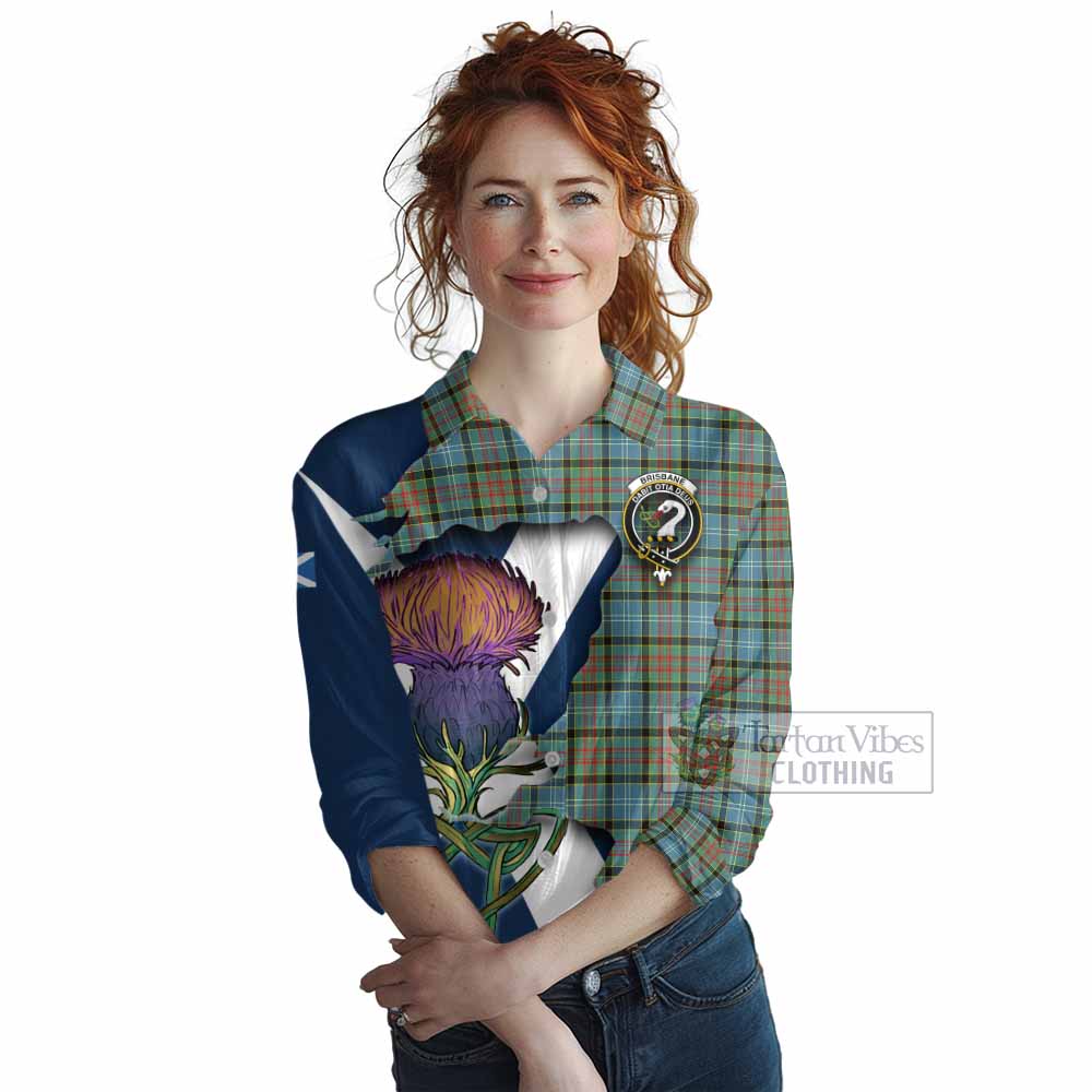 Tartan Vibes Clothing Brisbane Tartan Family Crest Women's Casual Shirt Scottish Thistle Celtic Inspired