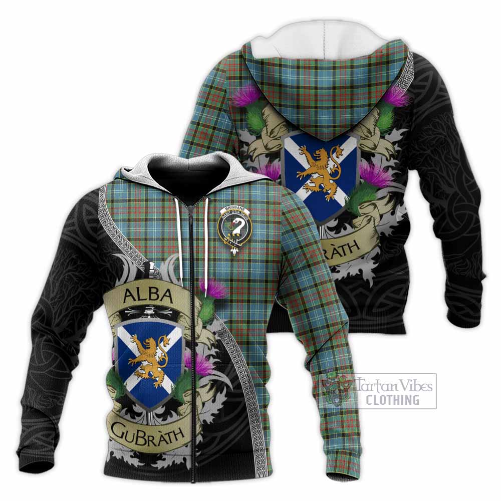 Tartan Vibes Clothing Brisbane Tartan Family Crest Knitted Hoodie Lion Rampant Royal Thistle Shield Celtic Inspired