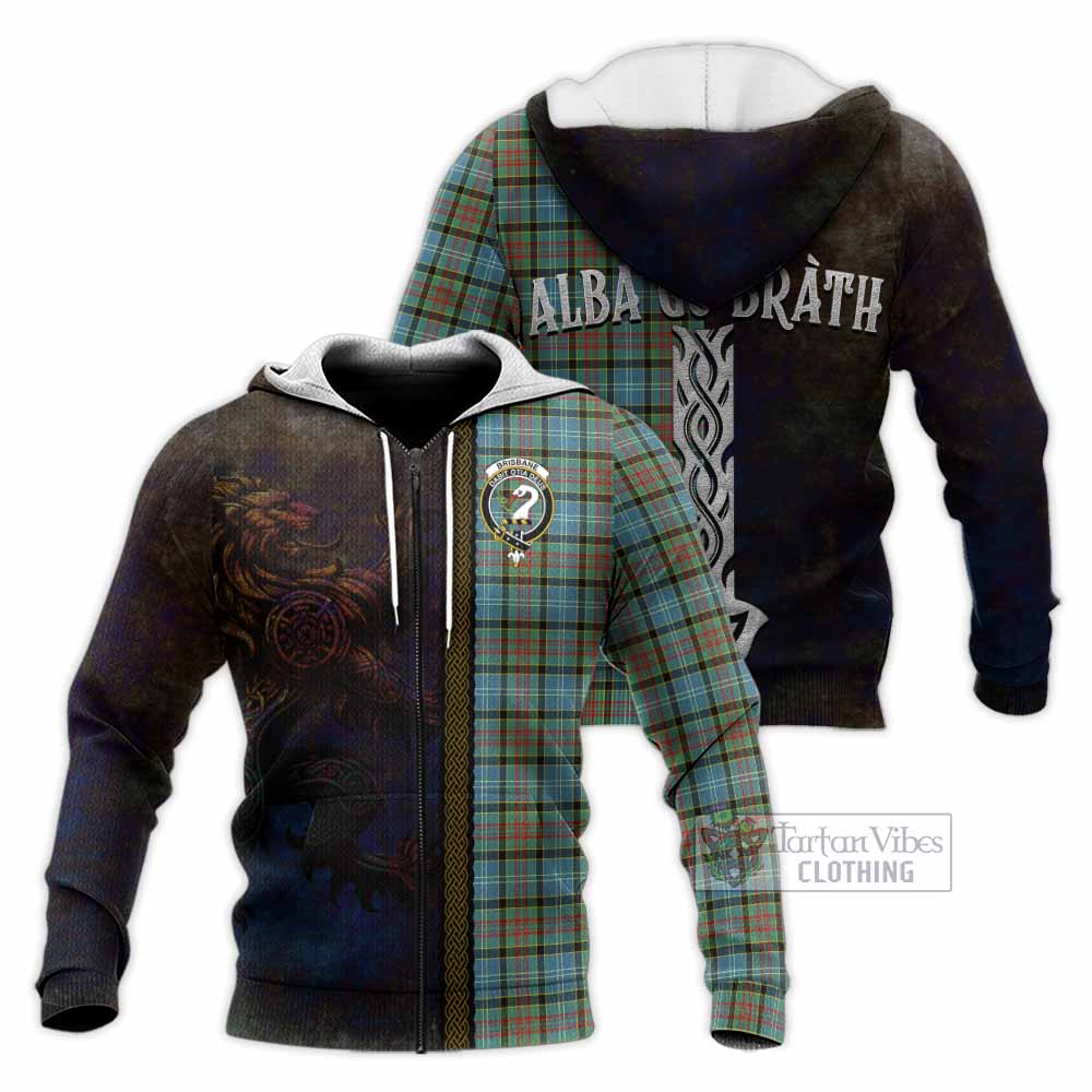 Tartan Vibes Clothing Brisbane Tartan Family Crest Knitted Hoodie Alba Gu Brath Be Brave Lion Ancient Style