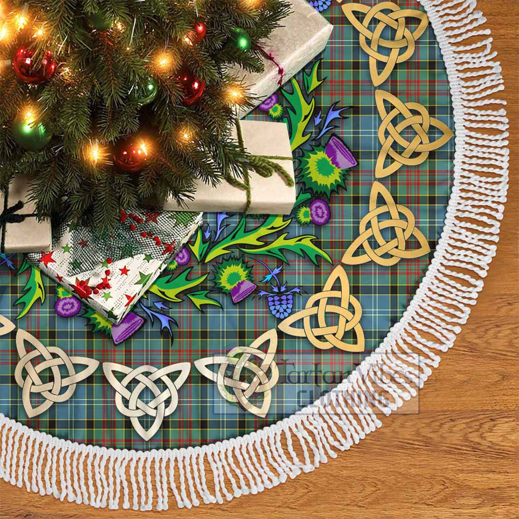 Brisbane Tartan Christmas Tree Skirt with Thistle Celtic Knot Style - Tartan Vibes Clothing