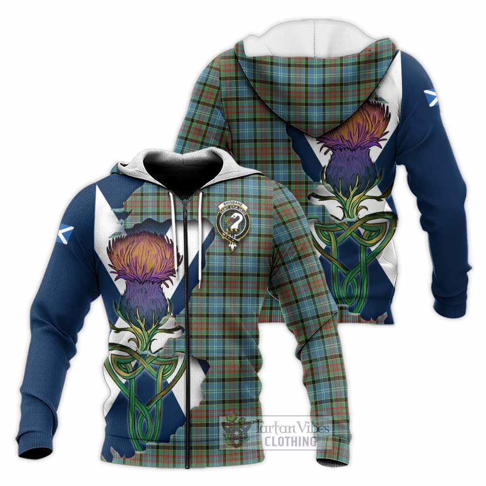 Tartan Vibes Clothing Brisbane Tartan Family Crest Knitted Hoodie Scottish Thistle Celtic Inspired