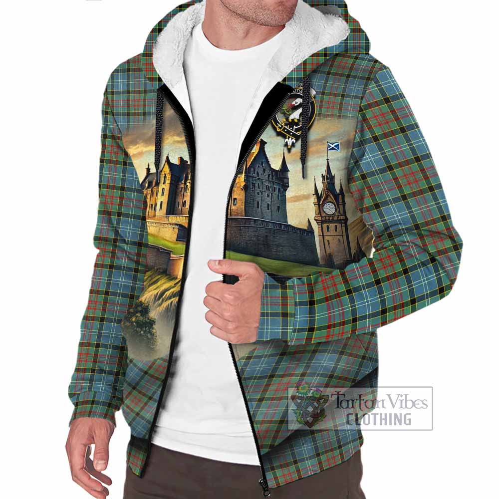 Tartan Vibes Clothing Brisbane Tartan Family Crest Sherpa Hoodie with Scottish Ancient Castle Style