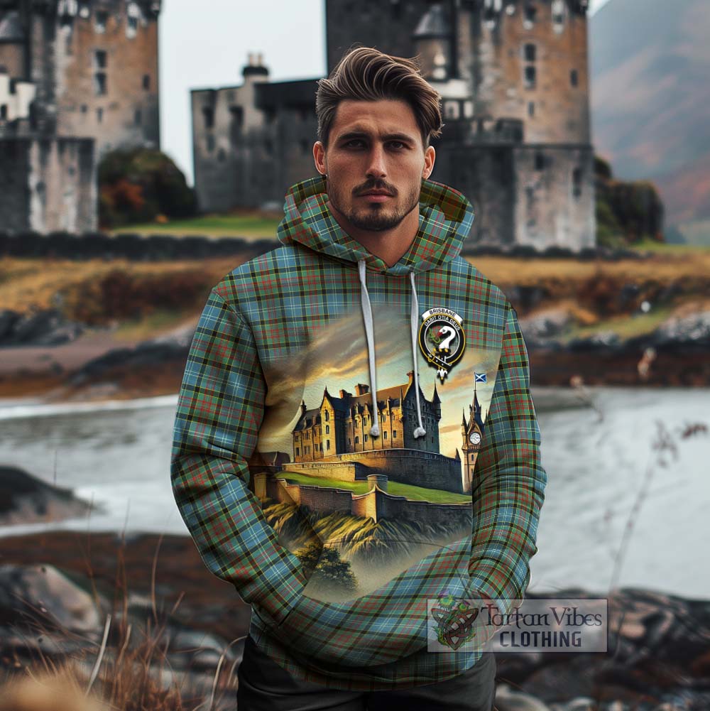 Tartan Vibes Clothing Brisbane Tartan Family Crest Cotton Hoodie with Scottish Ancient Castle Style