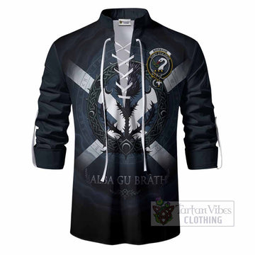 Brisbane Clan Crest Ghillie Shirt with Celtic Knot Thistle and Saltire