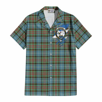 Brisbane Clan Crest In Me Tartan Cotton Hawaiian Shirt Scotland Flag Style