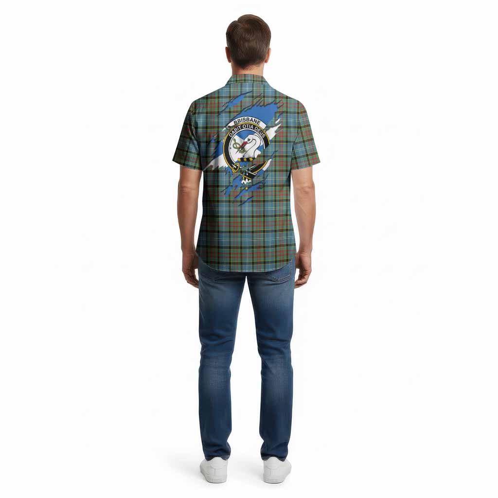 Brisbane Clan Crest In Me Tartan Cotton Hawaiian Shirt Scotland Flag Style