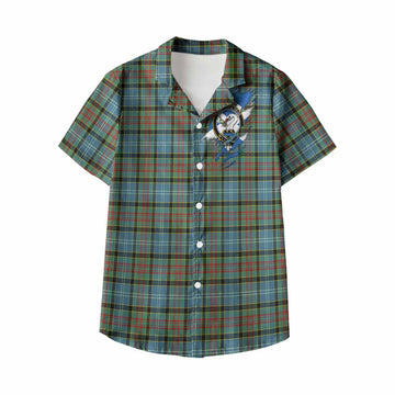 Brisbane Clan Crest In Me Tartan Kid Hawaiian Shirt Scotland Flag Style