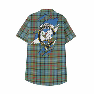 Brisbane Clan Crest In Me Tartan Kid Hawaiian Shirt Scotland Flag Style