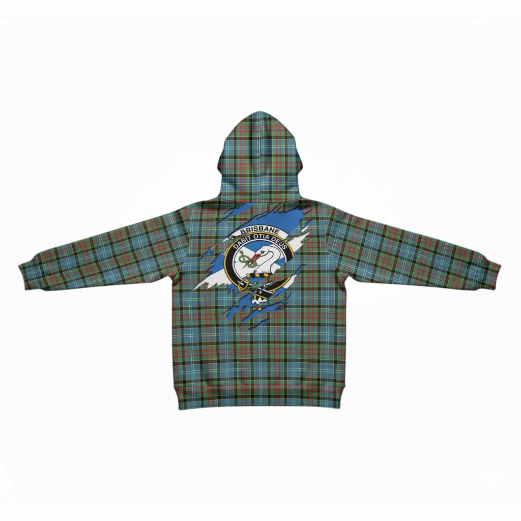 Brisbane Clan Crest In Me Tartan Kid Hoodie Scotland Flag Style