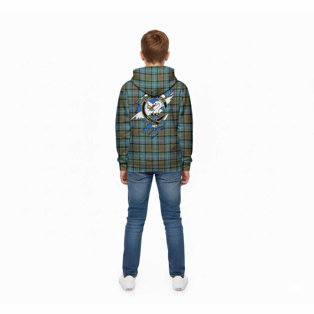 Brisbane Clan Crest In Me Tartan Kid Hoodie Scotland Flag Style