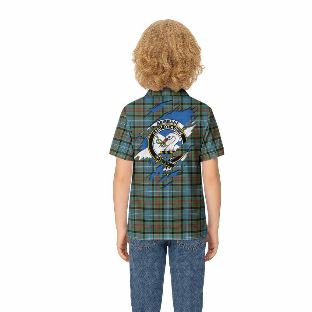 Brisbane Clan Crest In Me Tartan Kid Polo Shirt Scotland Flag Style