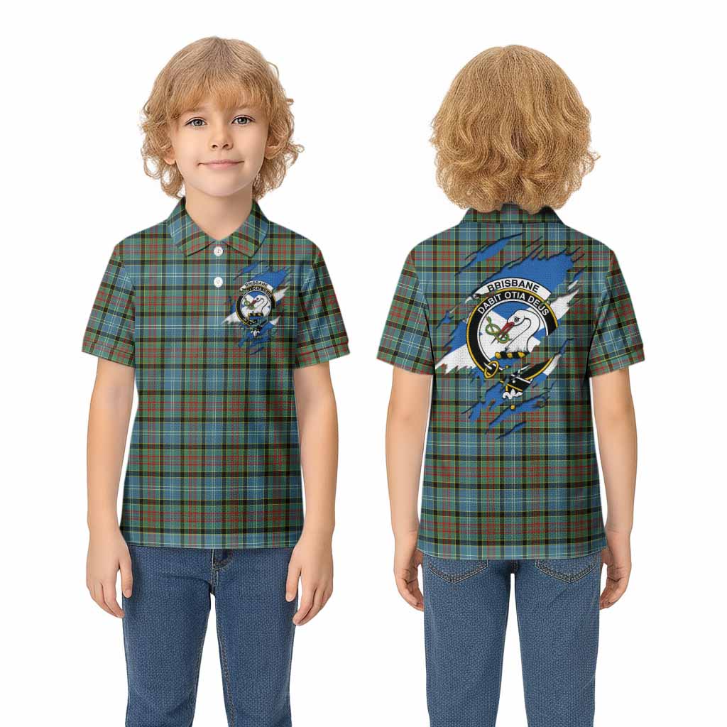 Brisbane Clan Crest In Me Tartan Kid Polo Shirt Scotland Flag Style