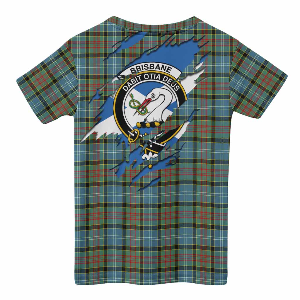 Brisbane Clan Crest In Me Tartan Kid T-shirt Scotland Flag Style