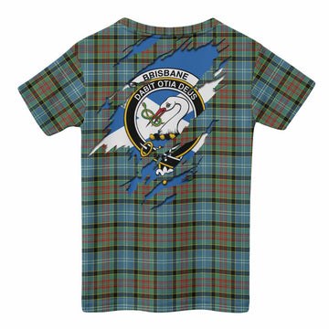 Brisbane Clan Crest In Me Tartan Kid T-shirt Scotland Flag Style