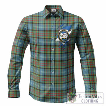 Brisbane Clan Crest In Me Tartan Long Sleeve Button Shirts Scotland Flag Style