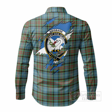Brisbane Clan Crest In Me Tartan Long Sleeve Button Shirts Scotland Flag Style