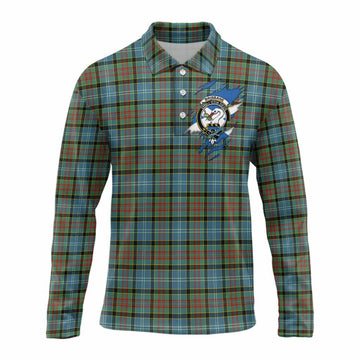 Brisbane Clan Crest In Me Tartan Long Sleeve Polo Shirt Scotland Flag Style