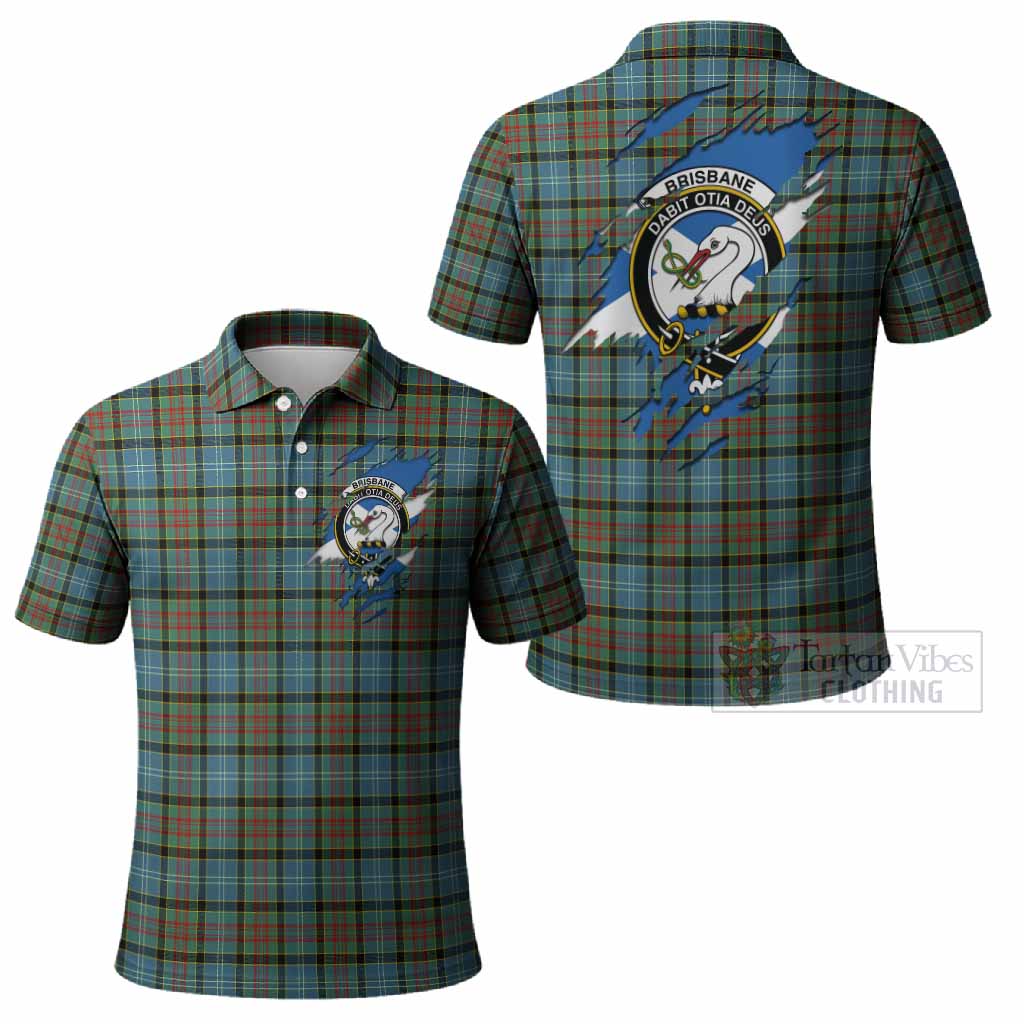 Brisbane Clan Crest In Me Tartan Polo Shirt Scotland Flag Style