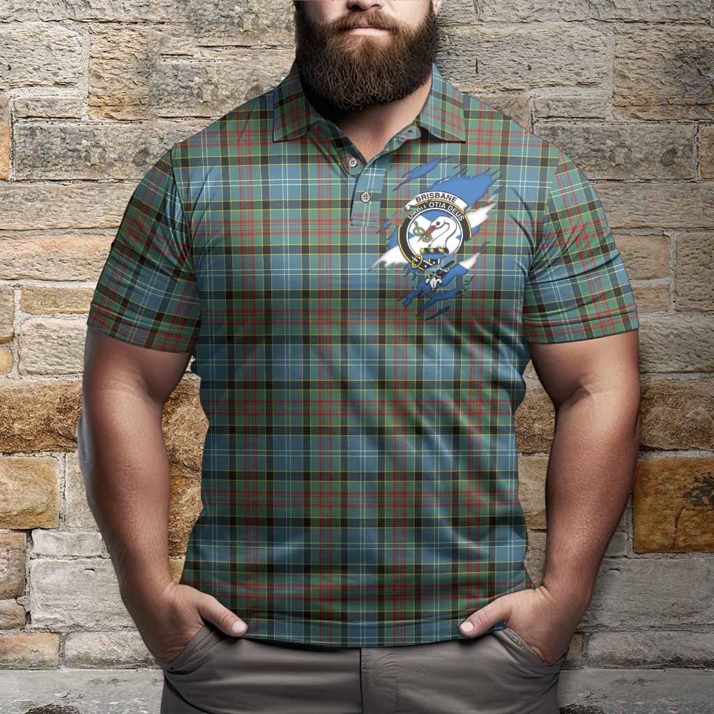 Brisbane Clan Crest In Me Tartan Polo Shirt Scotland Flag Style