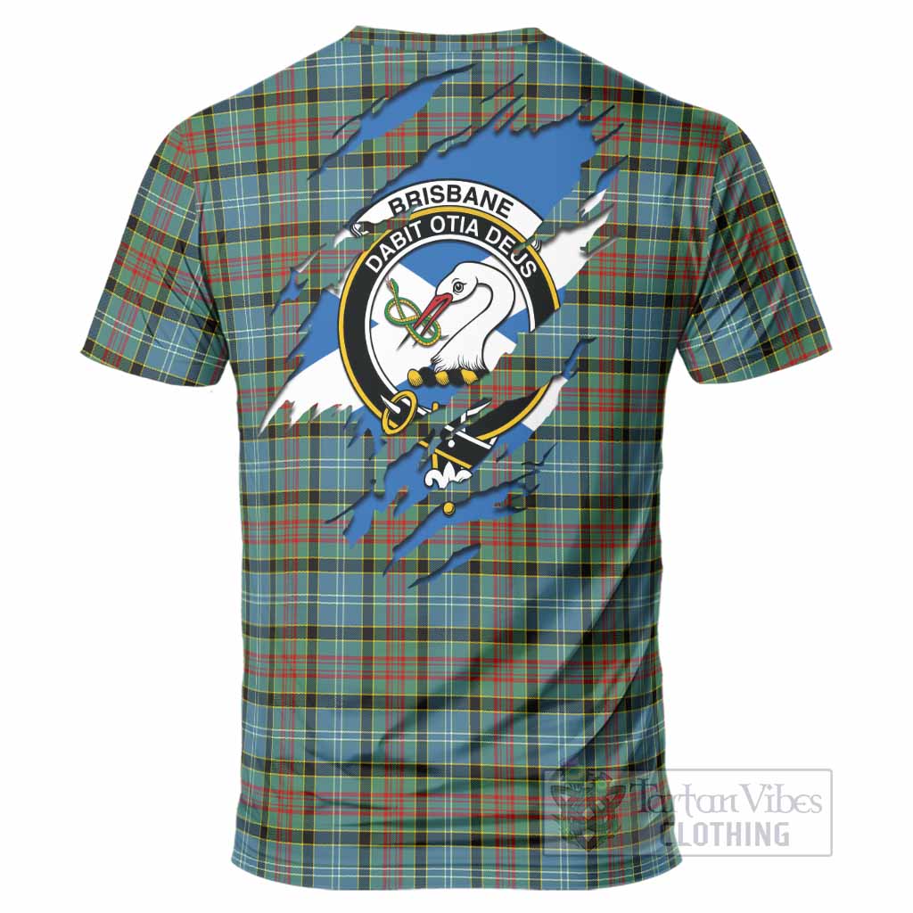 Brisbane Clan Crest In Me Tartan T-Shirt Scotland Flag Style