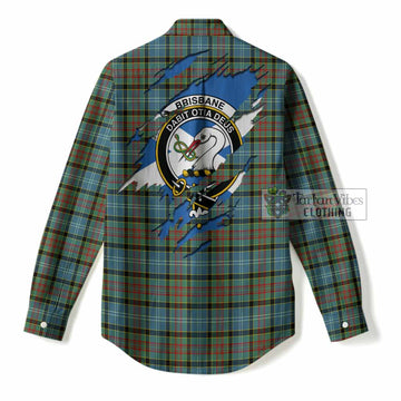 Brisbane Clan Crest In Me Tartan Women Casual Shirt Scotland Flag Style