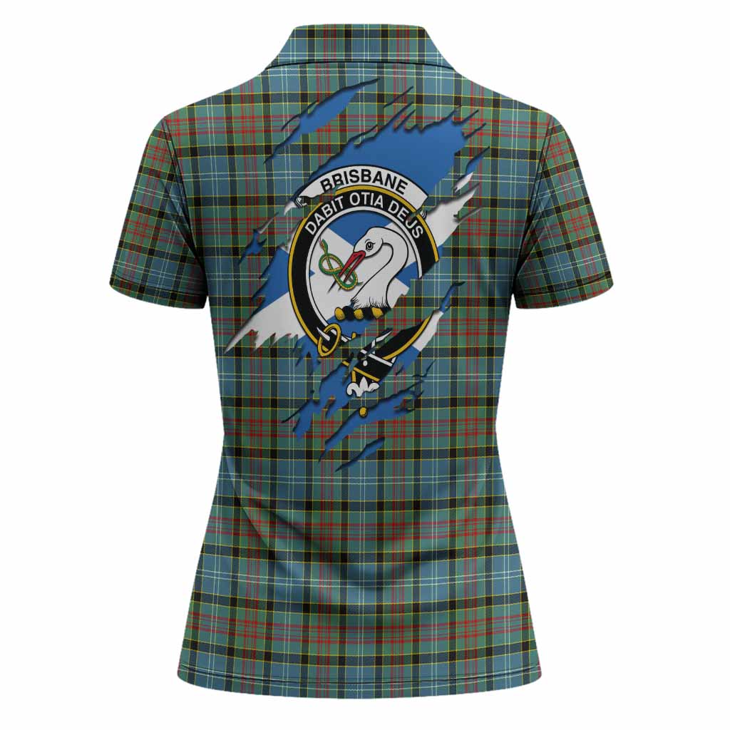 Brisbane Clan Crest In Me Tartan Women Polo Shirt Scotland Flag Style