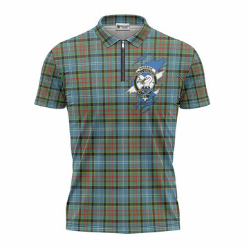 Brisbane Clan Crest In Me Tartan Zipper Polo Shirt Scotland Flag Style